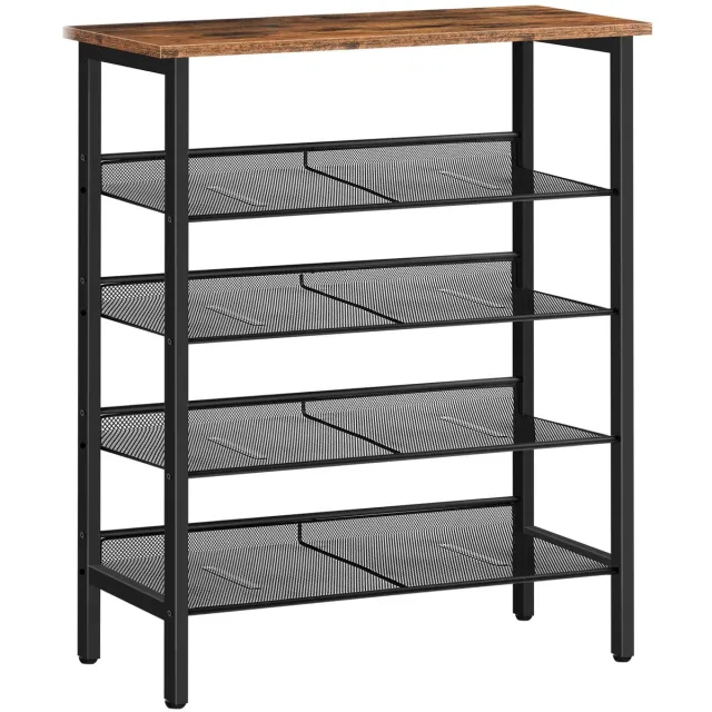 Famanu Schoenenrek, 5-laags verstelbaar schoenenorganizer, ideaal voor gang en woonkamer, vintage bruin-zwart