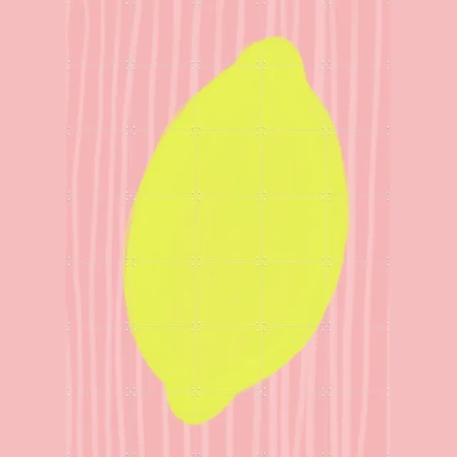 IXXI Soft Lemon, Hej.Ibiza - 100 x 140 cm - Grote wanddecoratie en posters - Strepen, Kleurrijk, Minimalisme, Slaapkamer, Eetkamer, Woonkamer, Fruit Geel / Roze