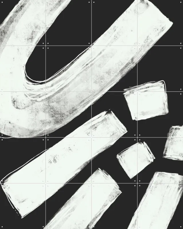 IXXI Sounds of Surprise – Uiii, Sarah Bühler & Various - 80 x 100 cm - Grote wanddecoratie en posters - Minimalisme, Grafisch Ontwerp, Line art Wit / Grijs / Zwart / Zwart en wit / Monochroom
