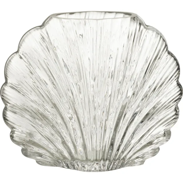 J-Line vaas Schelp - glas - transparant - small - 17 cm hoog