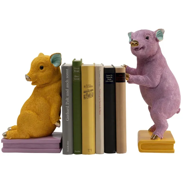 Kare Design Boekensteun geel en paars varkens (2/Set) Kare Design