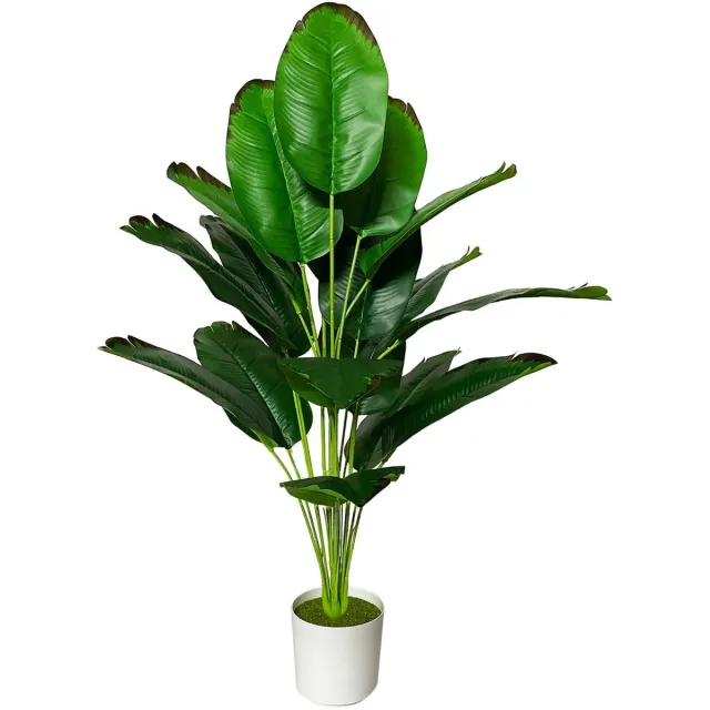 Ibenzoa Kunstmatige tropische plant in pot voor huisdecoratie en kantoor, realistische nepplant, 80 cm, rode banaan 80 cm rode banaan