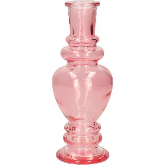 Ideas 4 Seasons Bloemenvaas Venice - voor kleine stelen/boeketten - gekleurd sierglas - helder roze - D5.7 x H15 cm