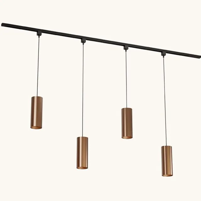 LUSENZ Railverlichting Pakket - Recht - 2x 1 m rail - 4 hanglampen - Incl. 2700K GU10 - IP20 - Modulair - 230V - Belano(L) - Bruin Zwart / Brons