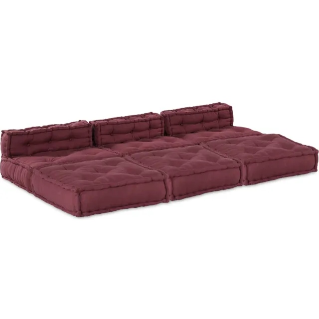 vidaXL Modulair Sofabet Stof Bordeaux 210 x 140 x 56 cm Rood