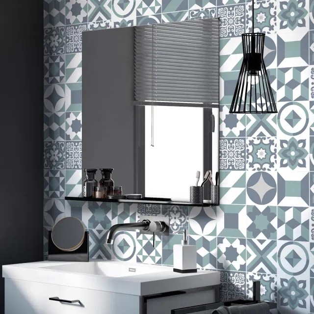 Ambiance Sticker Zelfklevende tegelmuurstickers voor keuken en badkamer - 24 Rivarola Azulejo cementtegelstickers - 24 stickers, 20x20cm Multi color