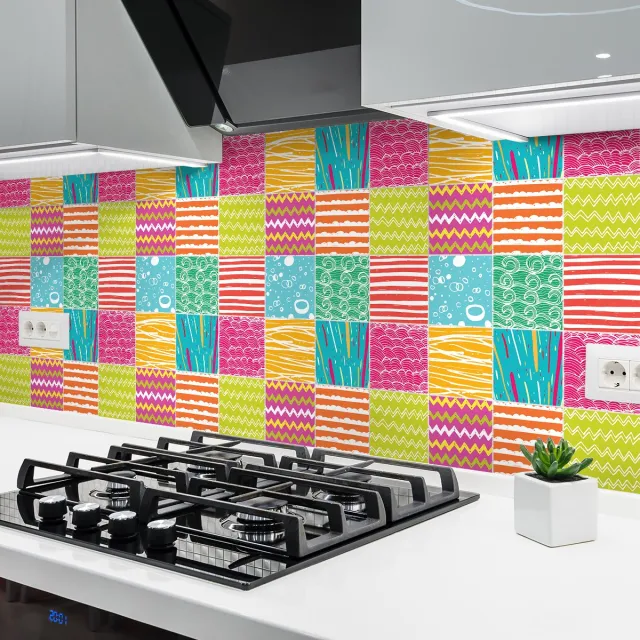 Ambiance Sticker Zelfklevende tegelmuurstickers voor keuken en badkamer - 24 tegelstickers - 24 stickers 15x15cm Multi color