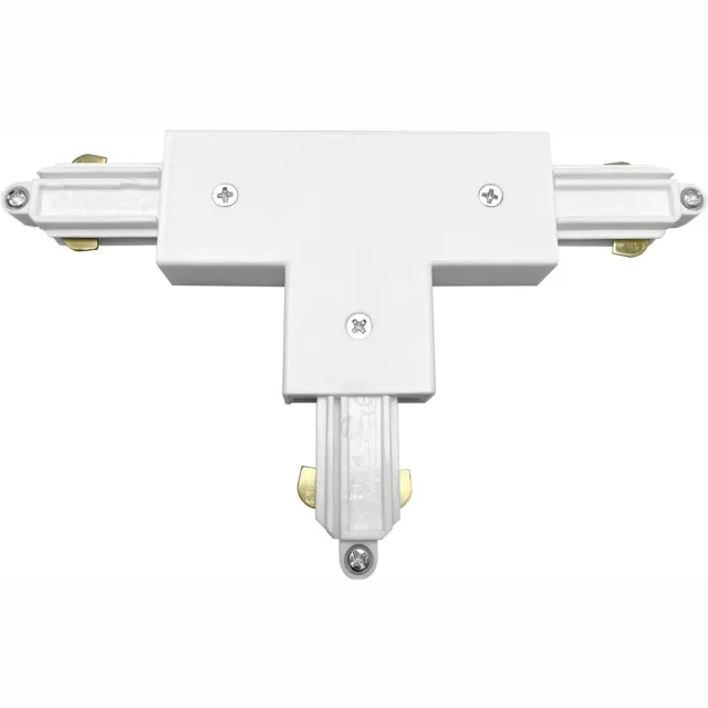Fantasia Track T-connector voor 1-fase railsystemen, wit, met aardaansluiting aan de buitenzijde van de rail