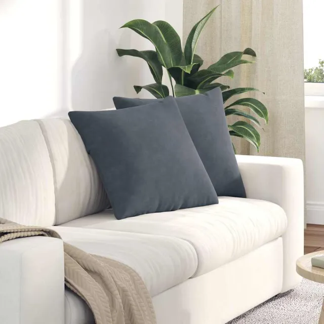 vidaXL Sofa Kussens 2 st fluweel Donkergrijs 50 x 50 cm