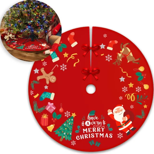 BTH Kerstboomrok Kerstkleed Kerstboomkleed Kerst Versiering Decoratie Kerstrok Kleed Vloerkleed Kerstman 90cm – 1 Stuk Rood