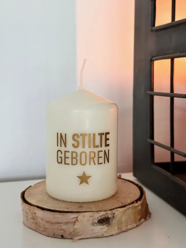 Afscheid & Troost Kaars - Troostkaars - In Stilte Geboren - Uitvaart - Herdenkingskaars AF-TK19-376 ISG ivoor met gouden opdruk