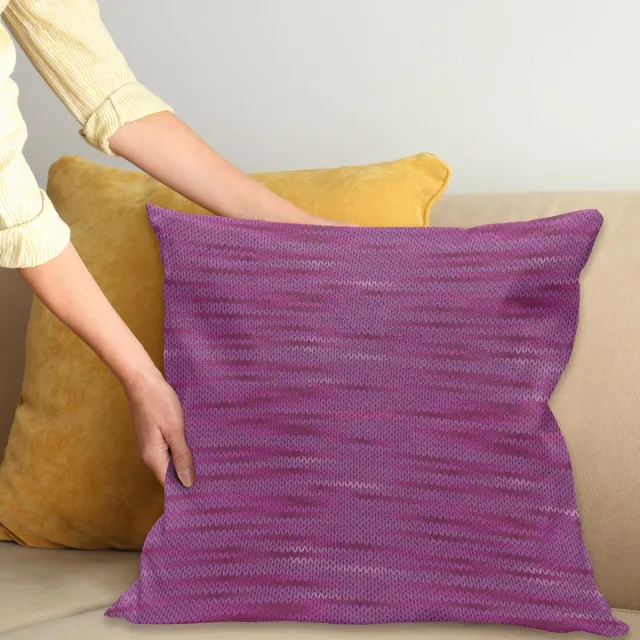 ABAKUHAUS Magenta Sierkussenhoes, Gradient Oud Aged Knit Patroon Creative Melange Wool Textured Nostalgisch Kunst, Decoratieve Vierkante Sierkussenhoes, 45 x 45 cm, Roze Paars
