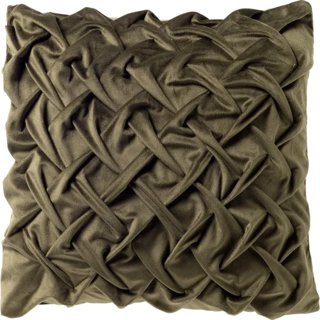 Dutch Decor MIRA - kussenhoes 45x45 cm - 3D-vlechtpatroon - Mayfly - groen - met rits - zonder binnenkussen Olijfgroen