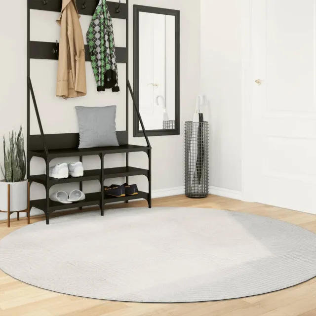 vidaXL Vloerkleed IZA laagpolig Scandinavisch Ø 200 cm crèmekleurig, foto 2