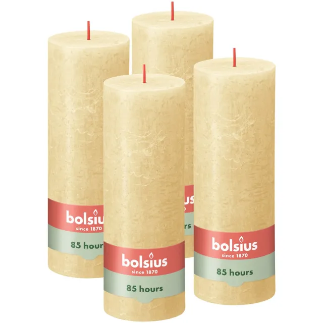 Bolsius Rustieke Kaars - 4 Stuks - Oat Beige - 19cm - 85 branduren