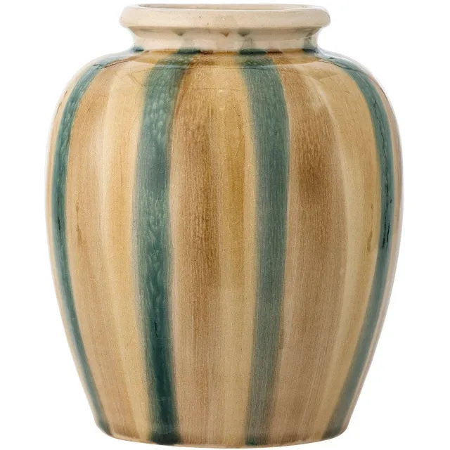 Bloomingville Vaas aardewerk groen bruin Rahima Ø16,5×20 cm [gid://shopify/Metaobject/307221758287]