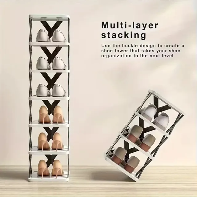 Allero Schoenenrek - Schoenenrek Zwart - 9 Lagen - Verticaal Rek - Eenvoudig Monteren - Per Plank 6 KG Belasting - Kunststof