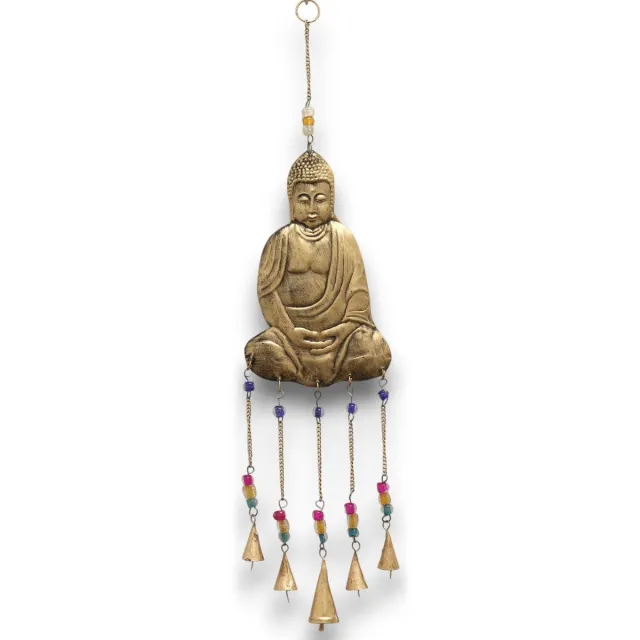Ancient Wisdom Windgong - Indian chimes met zeven bellen en chakra-kralen - klokkenspel - windspel - meditatief - spirituele decoratie - rustgevende geluiden multicolor