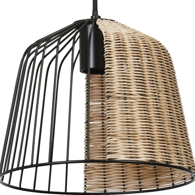 LEDVANCE Decor Cage Bell hanglamp in industriële stijl, zwart/bruin, kooibehuizing van metaal en rotan, E27-fitting, 260 mm diameter, eenvoudige montage, lichtbron niet inbegrepen.