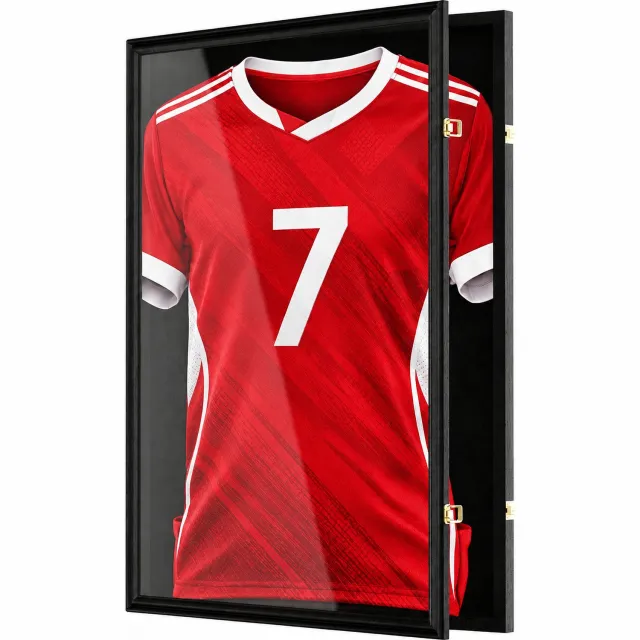Avalo Wissellijst 90x70 cm Zwart - Diepe Fotolijst Box Frame - Geschikt voor Voetbal Shirt Inlijsten - Openklapbaar