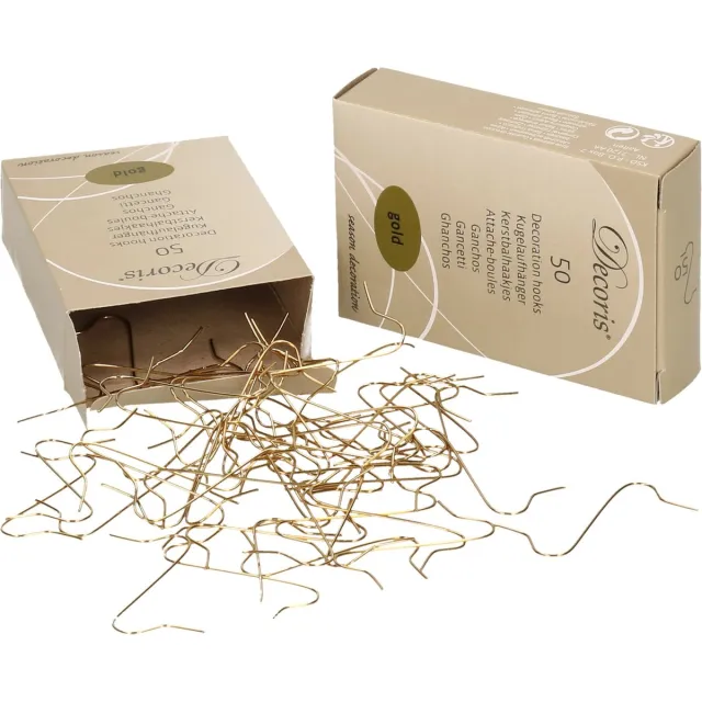 Decoris Ophanghaakjes - 200x - goud - voor kerstballen - 3,5 cm Goudkleurig