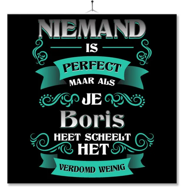 MC Living Tegel Met Opdruk | Kado | Cadeau | Niemand Is Perfect Maar Als Je Boris Heet Scheelt Het Verdomd Weinig Multi-Color