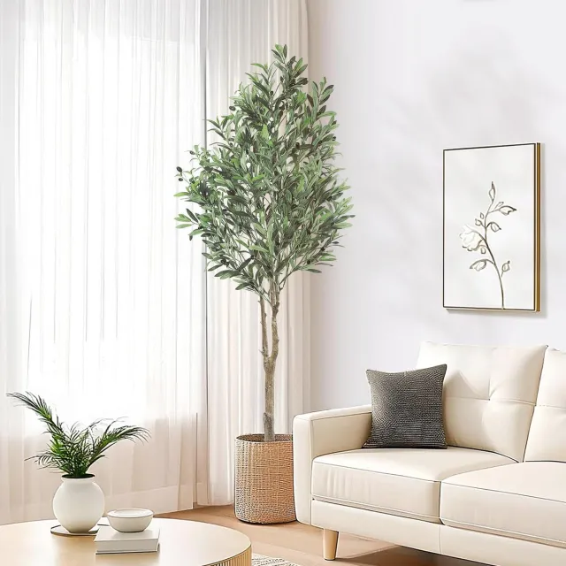 Famanu Kunstmatige olijfboom van 180 cm, grote kunstplant in pot