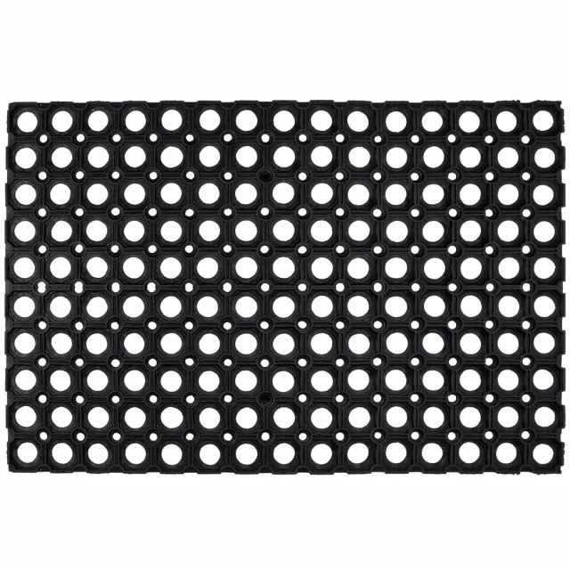 perfect home Gevlochten Rubberen Deurmat 50x100cm - Honingraat Patroon Zwart