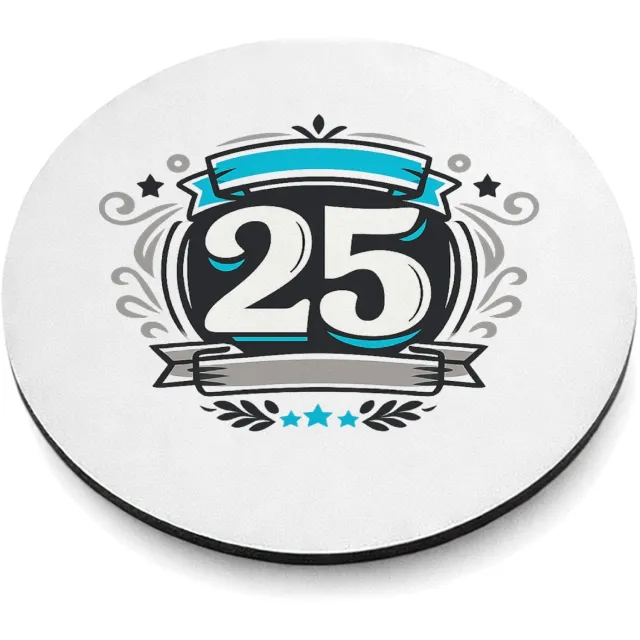 Mr Cadeautjes MDF magnetische fotolijst rond Ø 9,5 - design Retro embleem met een groot jaartal en sportieve omlijsting | cadeau Wit