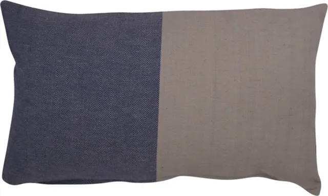 Linen & More Kussen Shanti Half Half /beig | 30 X 50 | Sierkussen Voor Woonkamer Of Slaapkamer Blauw