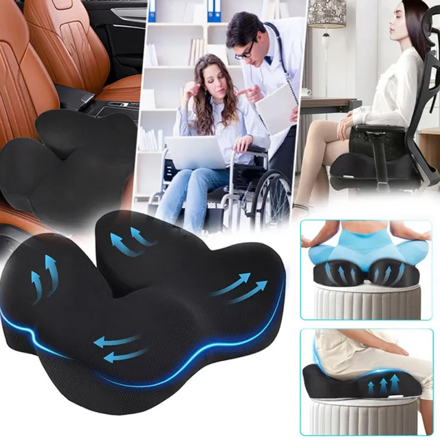 Buyya Zitkussen Van Traagschuim, Ergonomische Kussens, Stuitbeenkussen Voor Langdurig Zitten, Verlichting Van Stuitbeenpijn. Zwart
