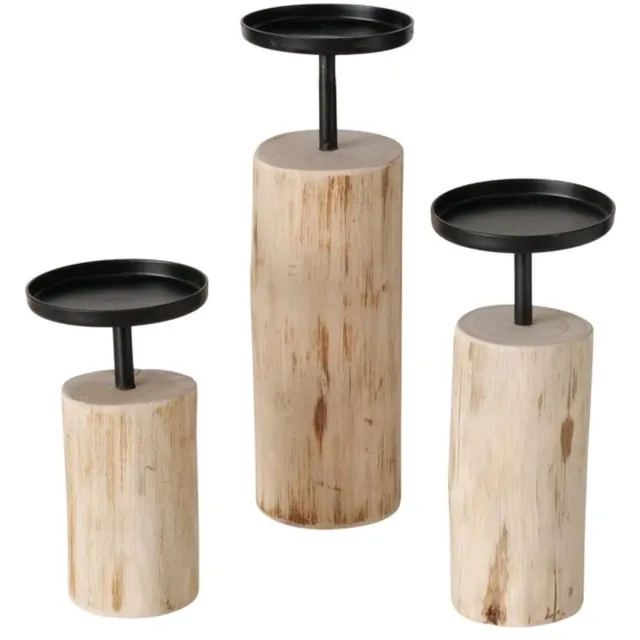 Boltze Home Kandelaar voor stompkaars set a 3 hout
