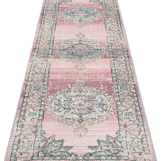 the carpet Palma - Indoor & Outdoor vloerkleed, weerbestendig & onderhoudsvriendelijk, roze met oosters patroon, 80 x 300 cm