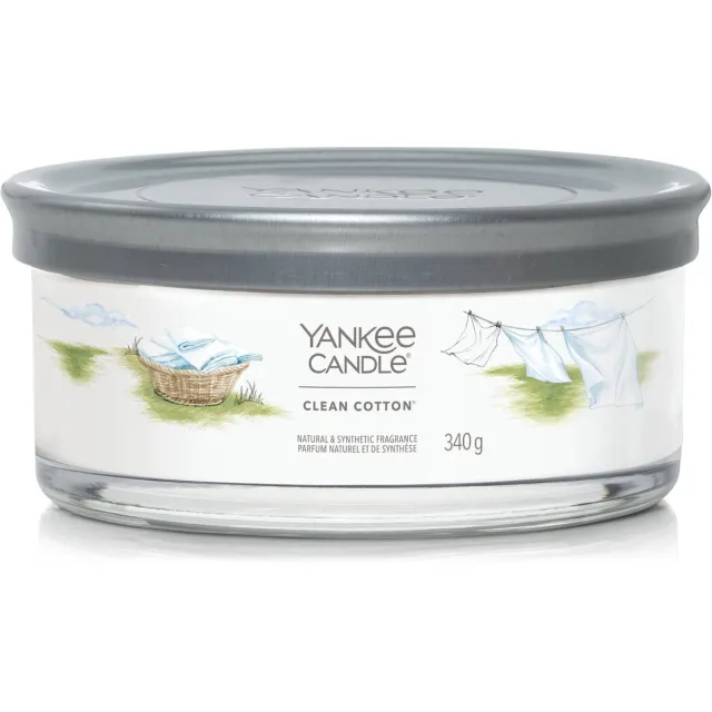 Yankee Candle Clean Cotton Tumbler - 30 branduren - 5 lonten Wit