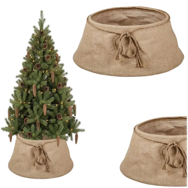 Coil Kerstboomrok, Kerstboomdeken, Kerstboomhoes, Kerstboomstandaard, Kerstboommand, Ovaal, Jute, Beige, Diameter: 56 cm