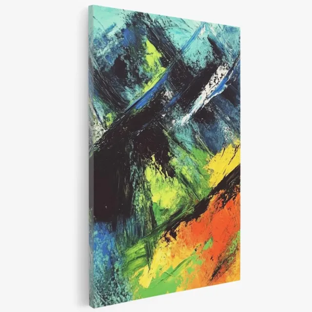 Saammp Canvas Schilderij - Kleurrijke verfspatten - Abstract kunstwerk - 30x45 - Foto op canvas - Wanddecoratie - Muurdecoratie Woonkamer - Slaapkamer decoratie - Canvas Print Multicolor
