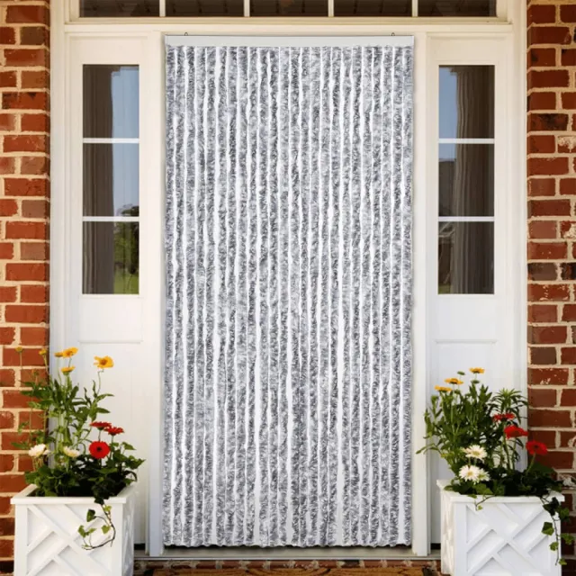 vidaXL Vliegengordijn 100x230 cm chenille wit en grijs
