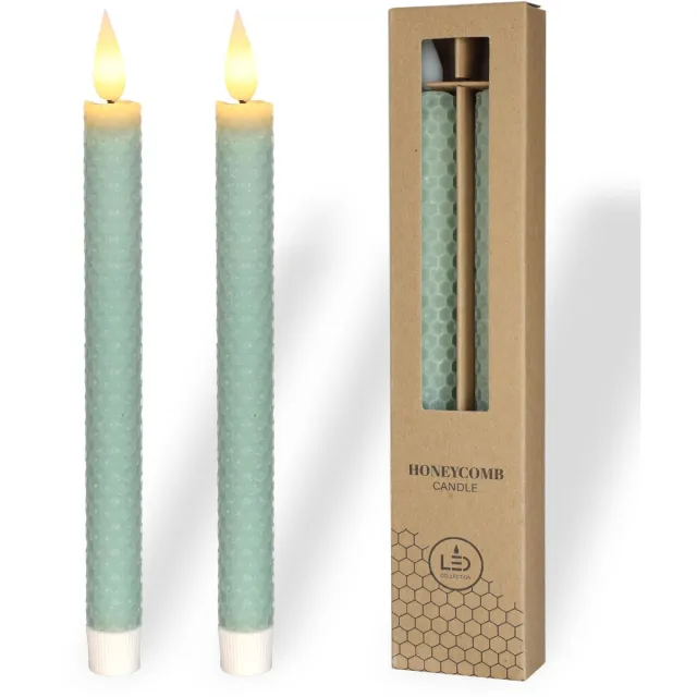 Ibenzoa Set van 2 Eucalyptusgroene Led-Kaarsen met Flikkerend Effect en Timerfunctie groen