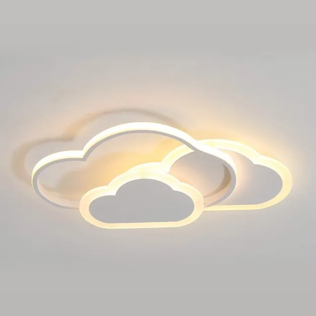 Haobosic LED-plafondlamp, Creative Cloud plafondlamp, 32W 2700lm 42cm, warm wit 3000K, moderne witte plafondlamp/wandlamp voor de woonkamer White