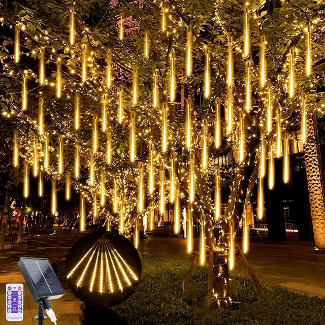 Mrs. Jones Led-lichtketting op zonne-energie 240 leds meteoor kerstverlichting 10 buizen 30 cm kerstverlichting voor buiten waterdicht regenbestendig voor Kerstmis boom bruiloftsfeest meteoor Kerstverlichting LED 240 LEDs .