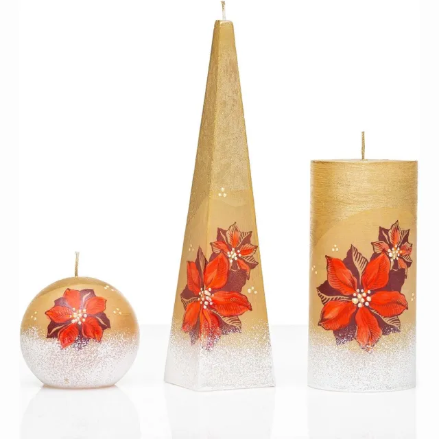 Jakelis Kaarsen - Set - Handgeschilderd - kerstster - kerst Goudkleur