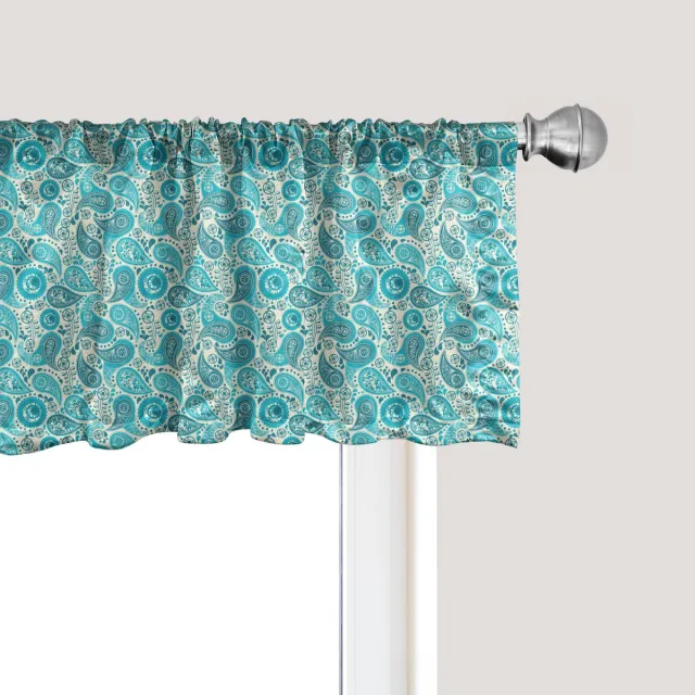 ABAKUHAUS Turquoise raamvalletje, gordijnvalletje voor keuken en slaapkamer met tunnelzoom, 137 cm x 30 cm, aquagroen Aqua Teal