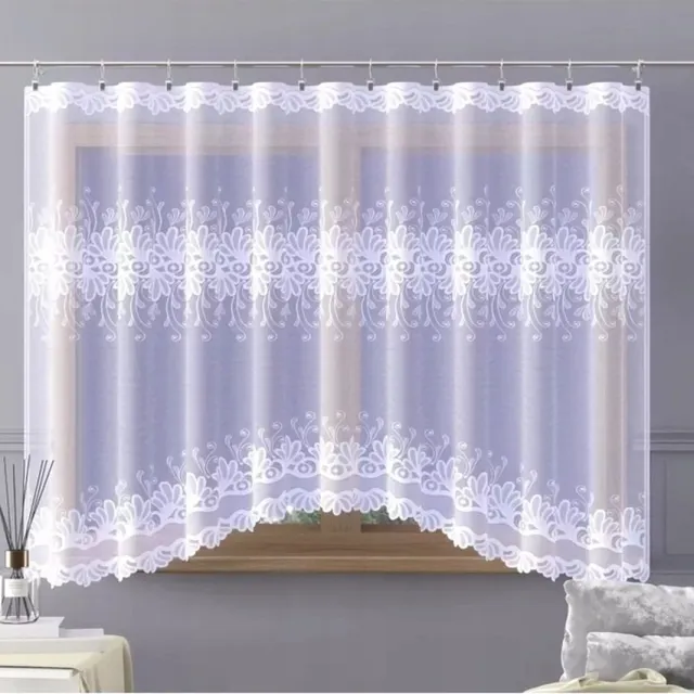 Wisan jacquard vitrage - Tawa Gordijn 300x180 cm - Curtains - hoogwaardig jacquardgordijn- wit- 300 x 180 cm