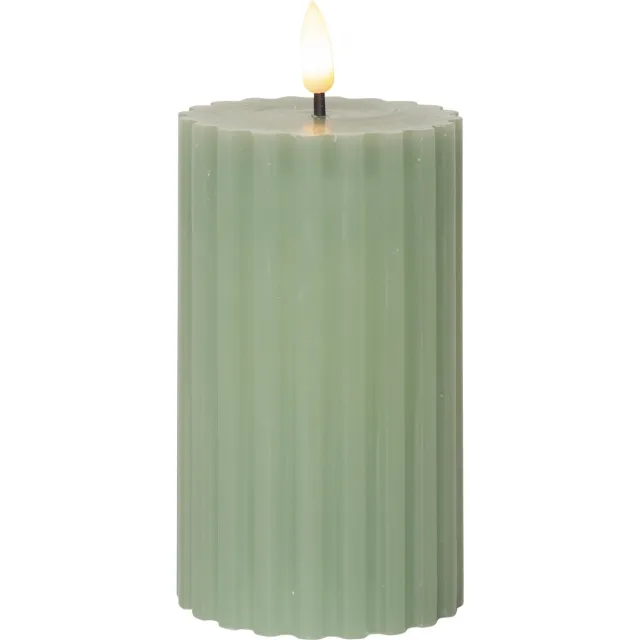 Star Trading LED-kaars van echte was 'Flame Stripe', flikkerend, groen, 15cm beige