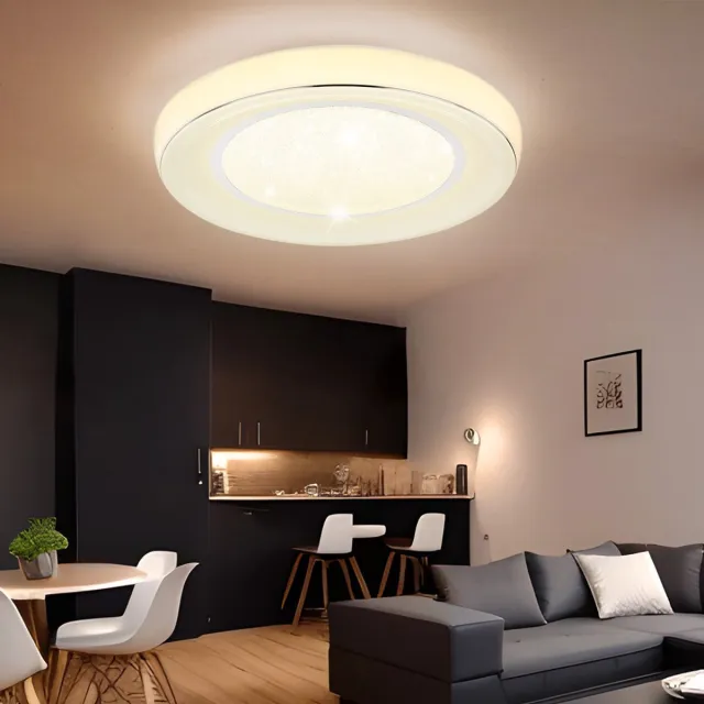 Globo LED plafondlamp dimbaar met afstandsbediening Plafondlamp LED woonkamer kristal, kleurtemperatuur instelbaar met nachtlampje, 1x 30W 1950lm 3000-6000K, DxH 66x9 cm Wit