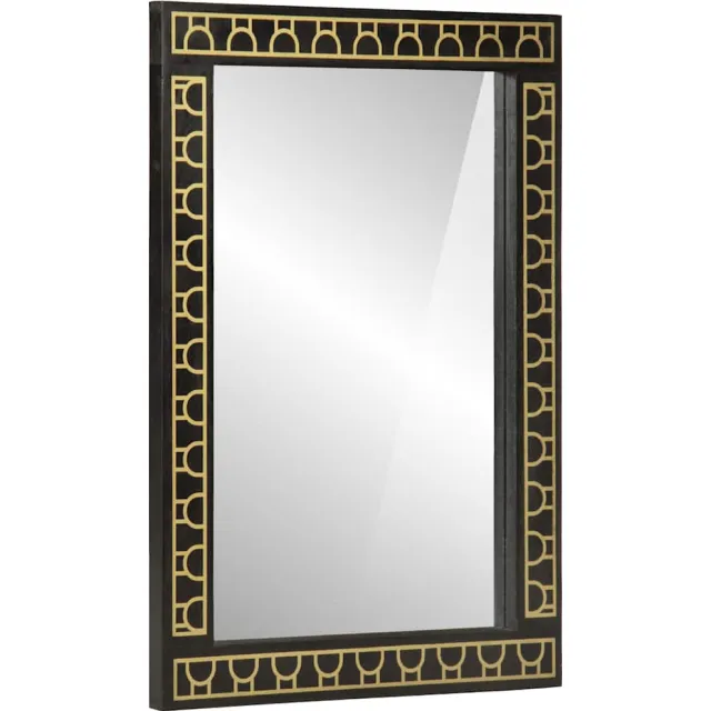vidaXL Badkamerspiegel 50x70x2,5 cm massief mangohout en glas Zwart