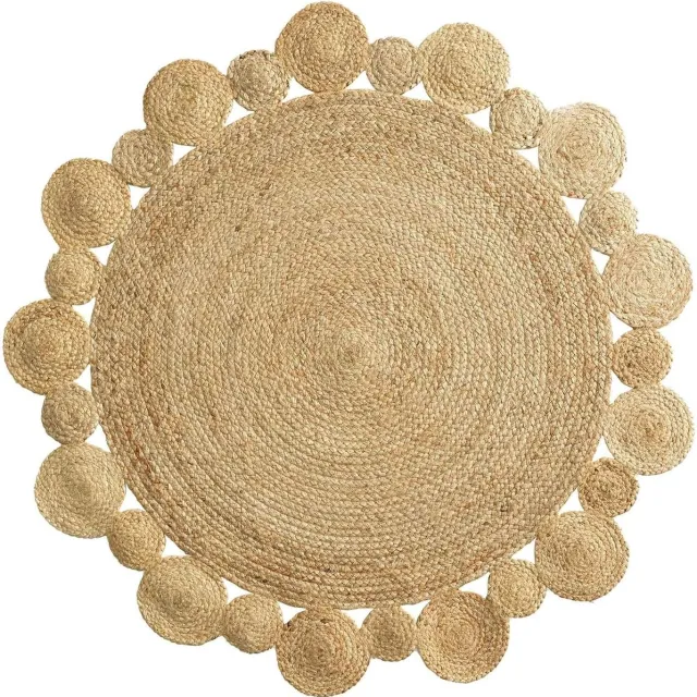 PROMO LINGE Rond vloerkleed opengewerkt jute cordou_ Beige
