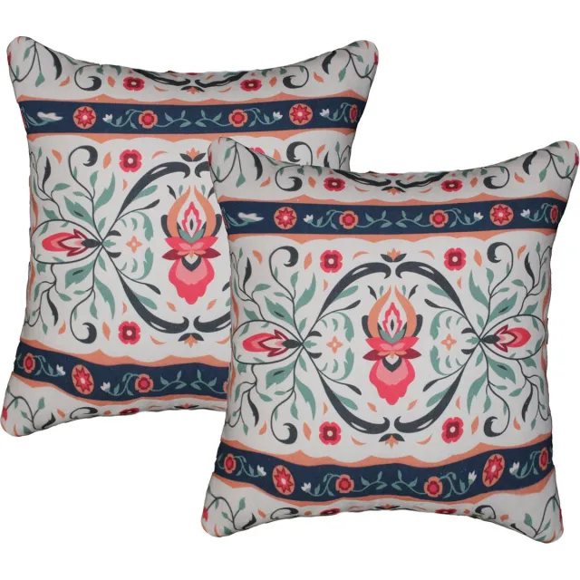 Urbane Hide Set van 2 Kussenshoes 45x45cm | Buiten kussenhoezen | kussensloop | sierkussens | cushion cover | katoen | Cotton Canvas digital print creme