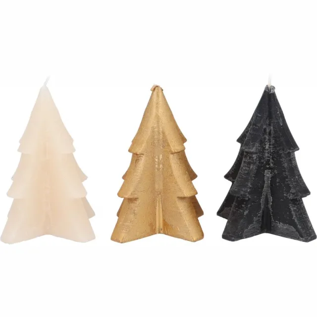 Daan kromhout FROSTY BLACK MIX PINE TREE CANDLE 6X8CM - set van 3 Multi