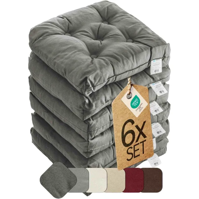 etérea Himmlische Qualität etérea Heidi Zitkussen Stoelkussen - Seat Cushion 6 Stuk - 42x42 cm - Grijs